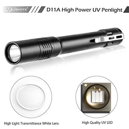 Lightfe Black Light D11A 395Nm Uv Flashlight With Lg Led Source, Max.3000Mw Power Output For Uv Glue Curing Uv Light, Rock And Mineral Detection, Pet Urine Detector Light, Ac Leak Detector #TOP4