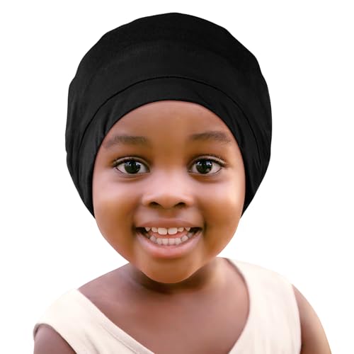 Fittia Baby Satin Bonnets for Sleeping: Adjustable for Toddler 6-18 Months Silky Smooth for Frizzy Curly Hair Breathable Black
