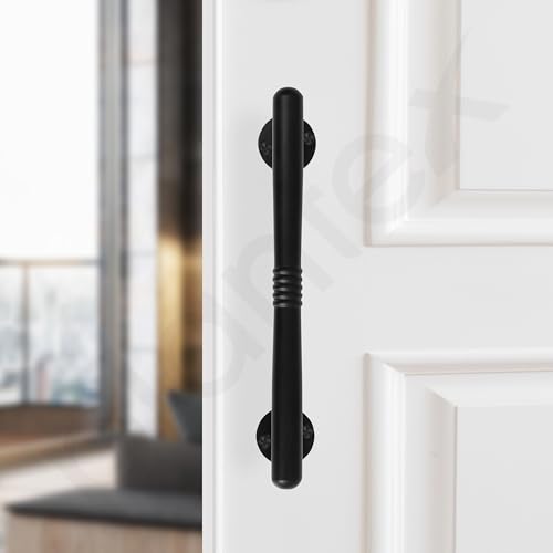 Image of Plantex 8 Inch Pull-Push Door Handle /Stainless Steel Main Door Handle /3 Years Warranty Pack of 2 (S-142, Black)