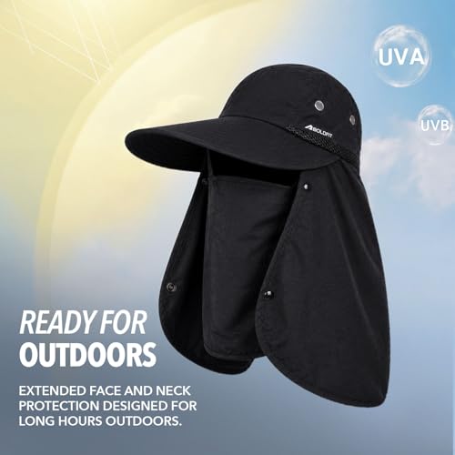 Image of Boldfit Sun Guard Cap for Men & Women UPF Sun Protection Outdoor Hat with Detachable Face & Neck Cover Adjustable & Breathable Cap for Hiking, Trekking, Fishing, Beach & Travel - Grey