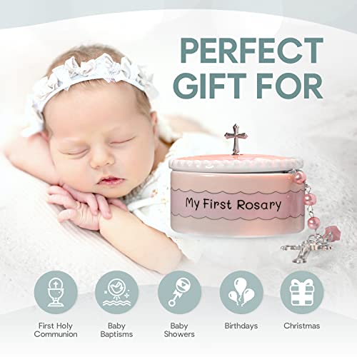 Cascade Goods Girls My First Pink Rosary & Keepsake Box, Catholic Baptism Gifts For Baby Girl Or Dedication Baptism Gifts For Girl Or Kids thumb #2