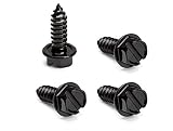 Black License Plate Screws,Rustproof Black License Plate Screws for Securing License Plates, Frames and Covers on Cars and Trucks -Set of 4 (Black Zinc Plated)