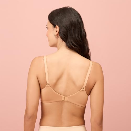 Image of NYKD NYB218 Modal Fabric Lightly Padded Wired T-Shirt Bra for Women Seamless Neckline Non Slip Shoulder Straps