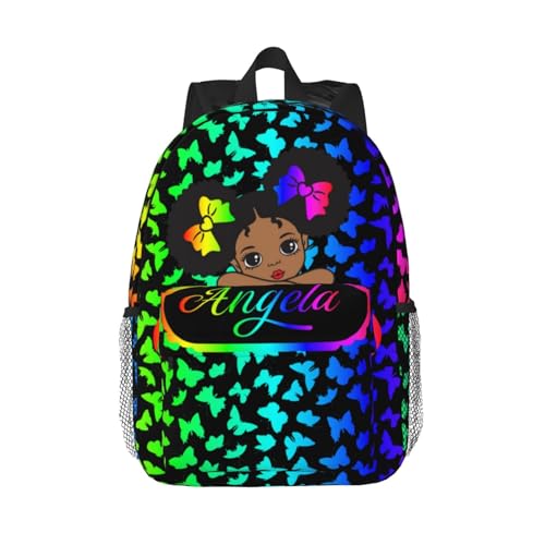 Custom Backpack for Girls with Name,Personalized Kids School Bookbag with Lunch Box butterfly girl,Customized Children Elementary Shoulder Bag Schoolbag Fashion Unique Gift for Daughter