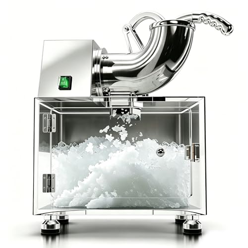 PYY Snow Cone Machine - Commercial Stainless Steel Ice Crusher Shaver, Electric Crushed Shaved Snowcone Maker with All-Copper Motor