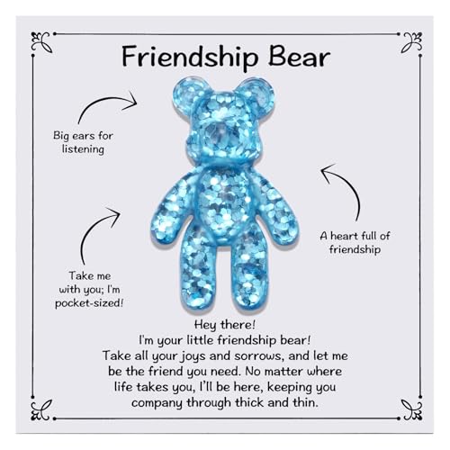 Kvekstio Friendship Bear Hug Gifts for Best Friends BFF Bestie, Thinking of You, Pocket Resin Bear...