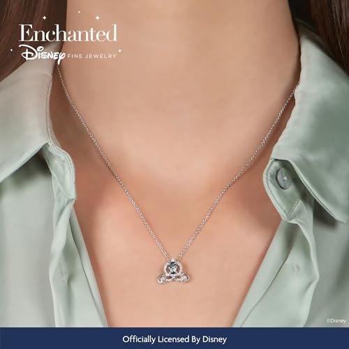 Jewelili Disney Princess Cinderella Inspired Carriage Pendant Necklace for Women with 1/10 CTTW Diamond and London Blue Topaz in Sterling Silver Enchanted Disney Fine Jewelry2