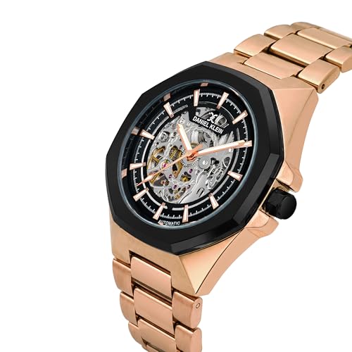 Image of DANIEL KLEIN Men's Luxury Skeleton Dial Analog Watch with Silver Stainless Steel Strap