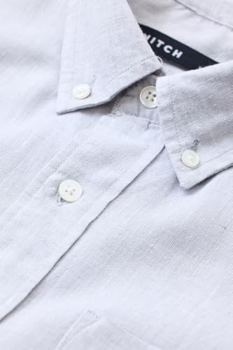 Image of SNITCH Men Casual Shirt | Regular Fit Full Sleeve Button-Down Collar Solid Pattern | Premium Linen Blend & Breathable Fabric for Everyday & Office Wear