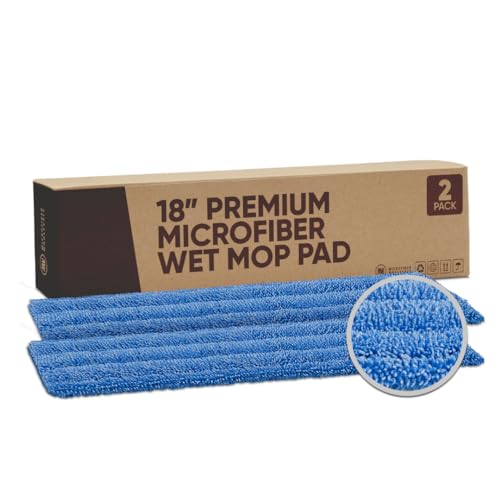 Image of Microfiber Wholesale 18 inch Absorbent Microfiber Wet Mop Pad - Reusable, Machine Washable, Refills (2 Pack)