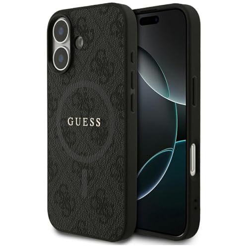 CG MOBILE Guess 4G Ring Classic Logo Compatible avec MagSafe Coque pour iPhone 17 (Noir)