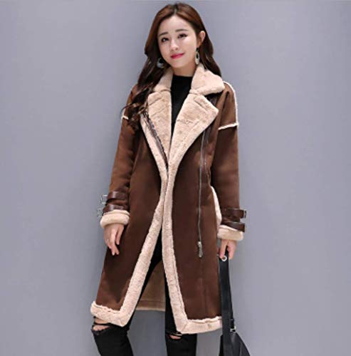 UMOOIN Frauen Kunstleder Lammwolle Mantel weibliche Lange Starke warme...