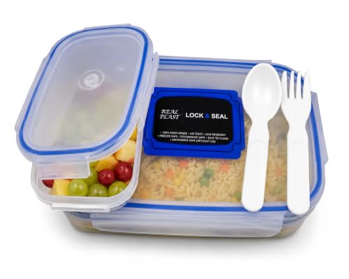 Image of Airtight Food Storage Containers Set with Spoon & Fork | Leakproof BPA-Free Plastic Lunch Box | Microwave, Freezer & Dishwasher Safe | Reusable Meal Prep Container Set