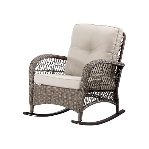 Yokayoay Outdoor Wicker Rocking Chair, Patio...