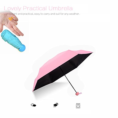 Decdeal Cápsula de qualidade criativa Mini guarda-chuva de bolso 5-Folding Anti-UV Guarda-chuvas Mul