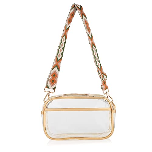 Oufegm Clear Crossbody Purse Bag for Women Stadium Approved Bag with Guitar Strap for Concert Sports Events2