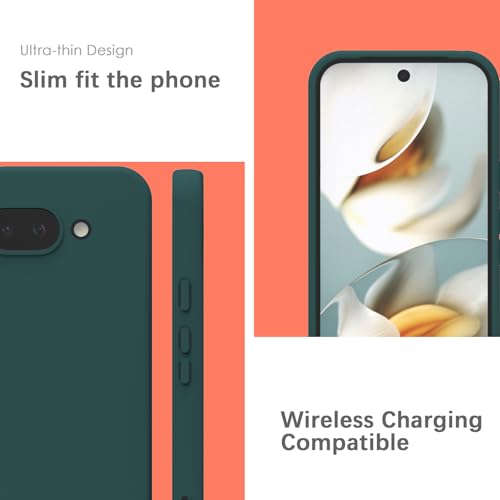 YATWIN Hülle für Google Pixel 9a, Silikon Handyhülle mit Futter, 1mm Kamera und Displayschutz, Dünn & Leicht, Anti Kratzer Case, Grün 5
