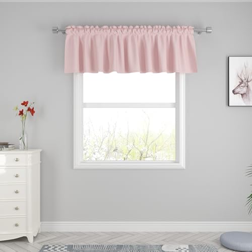 UPOPO Pink Valance Curtains 18 inches Long Linen Textured Curtain Valance Toppers Kitchen Short Small Mini Little Living Room Bedroom Window Curtain Valances 1 Panel Rod Pocket 54"x18"