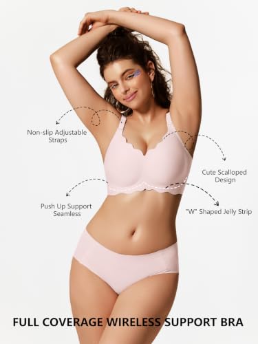 Image of COCOMARTS Jelly Bras for Women No Underwire Scalloped Push Up Wireless Bralettes Seamless Soft Comfort Everyday Tshirt Bra