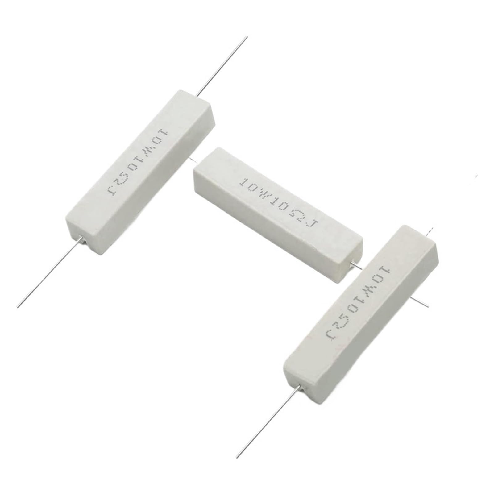 GUTUYEHKEA Cement Resistors 10PCS 10W Ceramic Resistor 0.1-100K Ohm Power Resistance 5%(Vertical 68K Ohm)