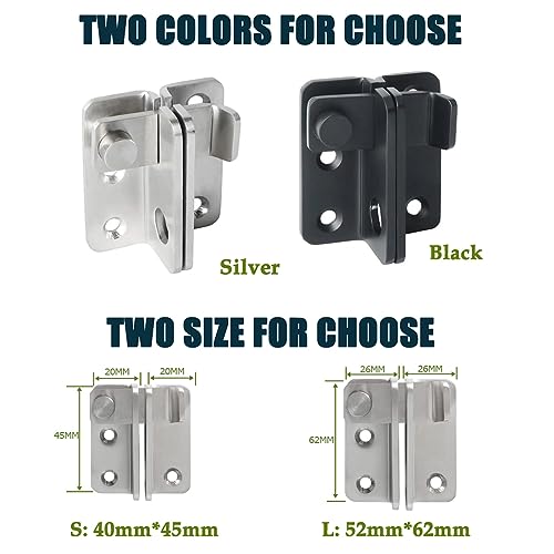 Litensh Shed Lock Gate Lock Gate Latch Padlock Hasp Stainless Steel Flip Door Bolt Latch Lock for Wooden Gates Garden Cupboard Pet Cage Silver - Image 3