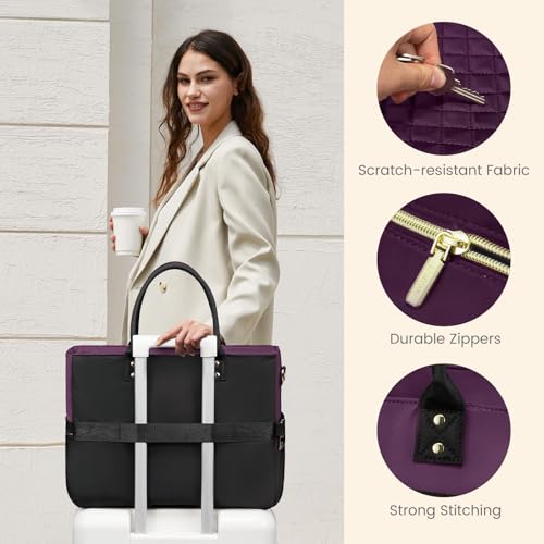 Image of LOVEVOOK Teacher Tote Bag for Women Work, Nurse Bags With Large Cup Holder Laptop Bag With Laptop Compartment, Professional Computer Briefcase Business Purses, Mother Gift, 15.6 Inch