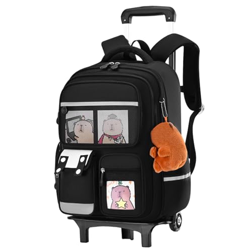 Ferricult Mochila con Ruedas Mochila Carpincho De Gran Capacidad con Múltiples Compartimentos Y Asa Retráctil Escolar Correa Reflectante para Niños Niñas, Decoraciones Navideñas