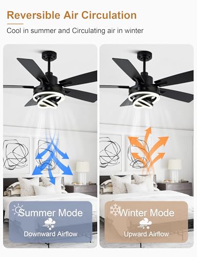 Image of 52 inch Black Modern Chandelier Ceiling Fan with Lights