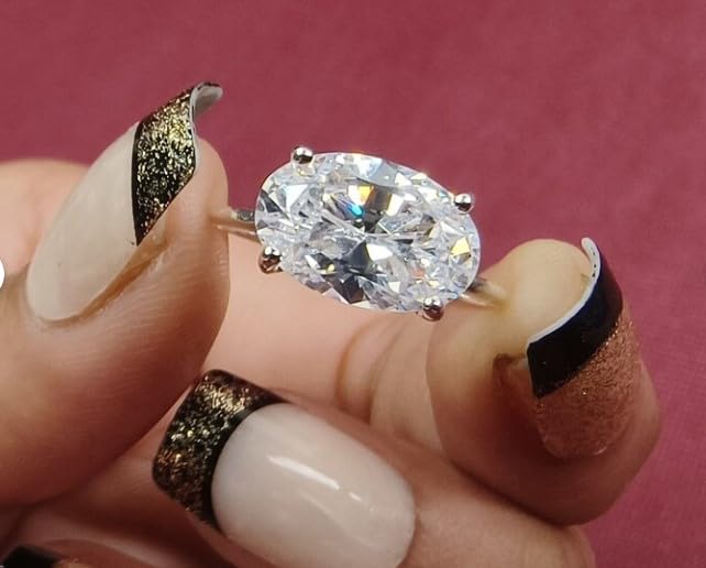 4 Ct Oval Cut diamond Solitaire Engagement Ring, 14k Gold Plated East To West Wedding Ring,Handmade Ring, wedding Ring.Oval Engagement Ring,Gifted for hers,size 3-12 (USA)2