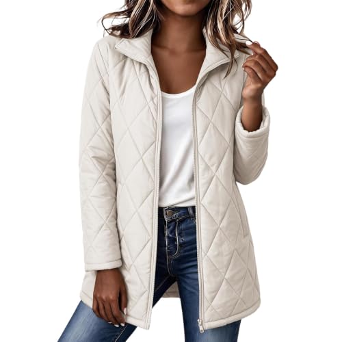Quilted Jackets for Women Lightwight Fall Winter Mid Length Padded Coats - image 6