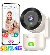 SYMYNELEC 5G&amp;2.4G WiFi Indoor Security Camera, 2K Pan/Tilt 360° Pet Camera with Auto Tracking, AI...