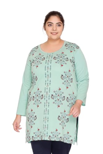 Image of In Love Women's Plus Size Printed Long Tops, Round Neck 3 /4 Sleeve Relaxed Fit Longline T-Shirt Tunic