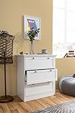 Moderne Kommode im Landhausstil mit umlaufendem Zier-Profil an der Topplatte, hochwertigen Rahmenfronten und dezenter Sockelblende