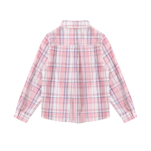 Girls Long Sleeve Plaid Button Down Western Shirt Tie Front Cowgirl Outfits Blouse Tops2