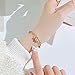 SHIMERITI Fashion Stainless Steel Cubic Zirconia Ball Beads Chain Bracelet Double Layer Stack Adjustable Link Bracelet(Gold)
