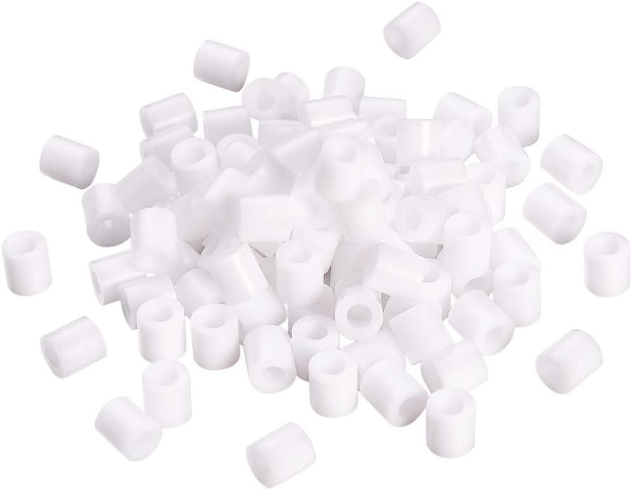 1000Pcs White 5mm PE Fuse Beads Refill Melty Tube Beads Small DIY Beads for 2D Artwork Craft Jewelry Making