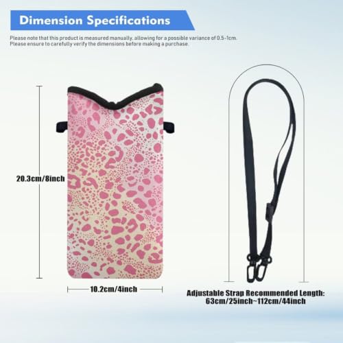 Image of Small Crossbody Bag for Women Waterproof Neoprene Phone Pouch with Shoulder Strap Women's Mini Travel Bag for Cellphone Keys Lipstick, Leopard Print Light Pink