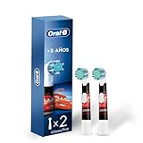 Oral-B Disney Cars, Cabezal Redondo de Repuesto para Cepillo Eléctrico (+3 años), 2 Unidades