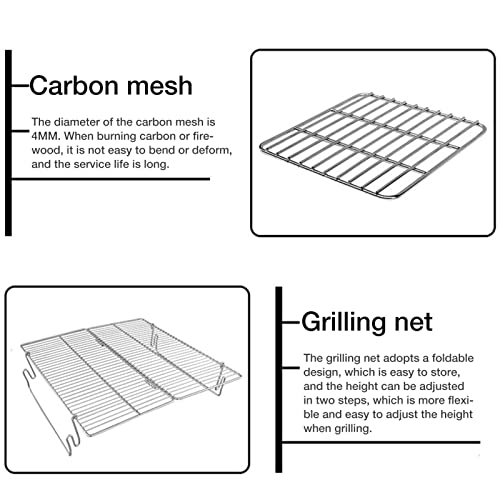 Yuxinkang Houtskoolgrill, draagbare BBQ-grill, inklapbare campinggrill van roestvrij staal, praktisch kookgereedschap… - Afbeelding 6