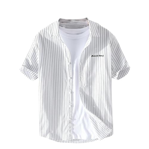 Chemise d'été homme à manches courtes vêtement coton rayé tendance mode casual