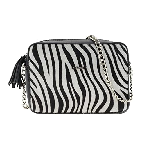 El Potro Bolso Estampado Cebra Asa de Cadena Talla: U Color: BLANCO (12786-56739)