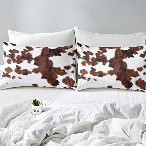 Cow Print Bedding Set Twin Size For Adult Women Highland Cow Print Comforter Cover,Cow Skin Abstract Africa Animal Farmhouse Theme Duvet Cover All Season Soft Microfiber Bedding Collections #TOP3