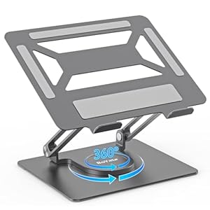 BoYata Laptopständer für Schreibtisch, Verstellbarer Computerständer mit 360° Drehbarer Basis, Ergonomischer Faltbarer Laptop Riser Halter Kompatibel mit MacBook Pro/Air, Laptops bis 17 Zoll-Grau