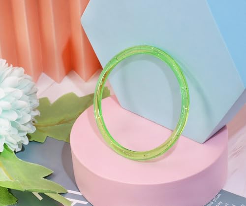 PENTA ANGEL 80s Glitter Bangle Bracelets 8Pcs Retro Neon 90s Costume Party Wrist Band Play Bracelets Plastic Ring for Women Men4