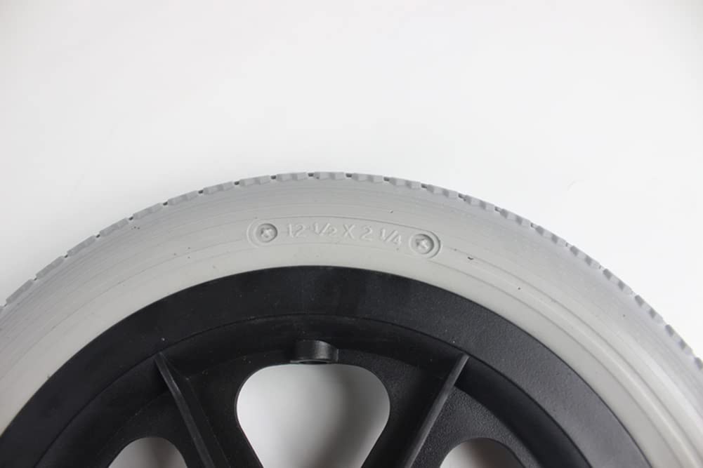 1 para pełnych kół zamiennych do wózka inwalidzkiego, 12 ½X 2 ¼ PU, tylne koła wózka inwalidzkiego bez pompki, 12-calowe (30 cm) przednie koło z łożyskiem 12 mm/czarne