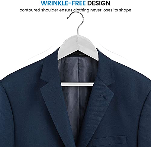 Image of WHISKET Premium Wood Hangers, Heavy Duty, White, Polished, 60 Pack (24 cm) for Coats, Suits, Jackets, Shirts, Blouses, Dresses, Pants, Skirts
