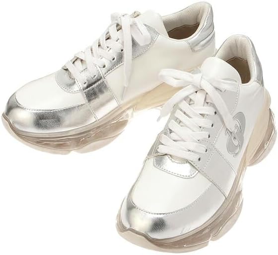 [ジェイダ] スニーカー 厚底 白 GD air motion ソール スニーカー 未来的 GD ホワイト シルバー ダッドスニーカ