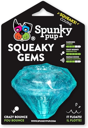 Spunky Pup Diamond Squeaker | Squeaky Dog Toy for Throwing and Bouncing | Blingy Dog Toy | Bouncy Squeaky Toy for Small Medium Large Dogs and Puppies | Squeaky Diamond Dog Toy | 2.5″ x 3″ x 3″