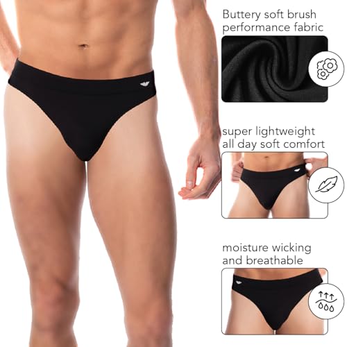 AMERICAN HEAVEN Men's 6 Pack Thong Underwear | T-Back Micro Fiber Stretch Workout Active Bikini Thongs3