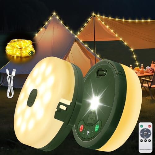 HELESIN Camping Light USB Rechargeable Waterproof Portable Stowable String Light, 4 in 1 Camping...